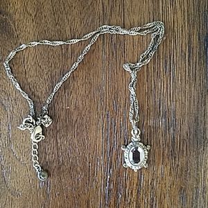 Arts and crafts rhinestone turtle necklace & chain
